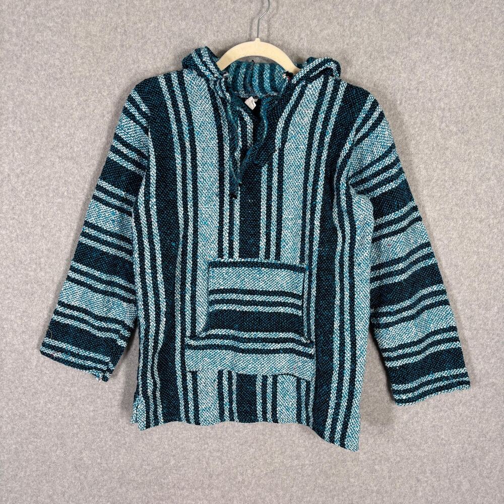 Mexican Baja Hoodie Drug Rug Small Poncho Blanket Y2K Surfer Skater Hippie Retro